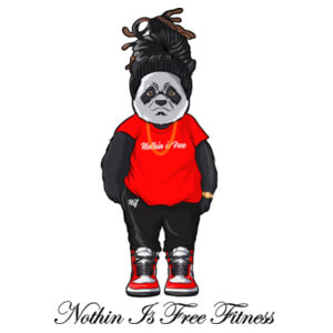 NOTHIN IS FREE FITNESS - PANDA - WOMEN'S FITTED T-SHIRT - WHITE - 6HCWZM Design