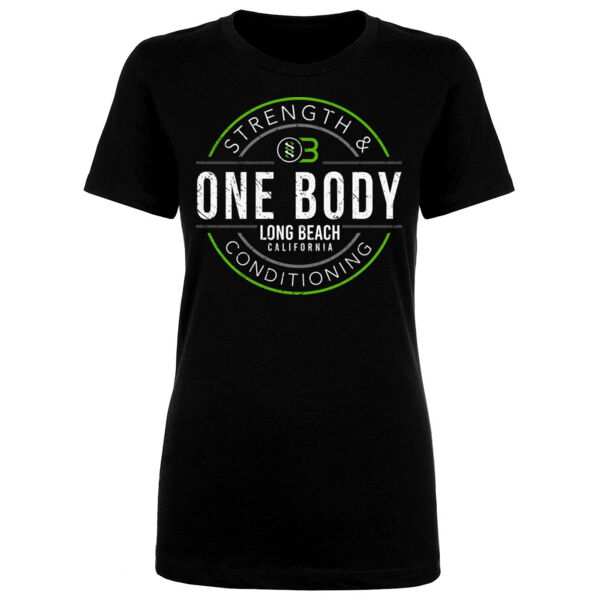 ONE BODY BADGE - WOMEN'S FITTED T-SHIRT - BLACK - $1QK7ER$ Thumbnail