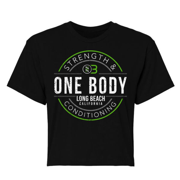 ONE BODY BADGE - WOMEN'S CROPPED T-SHIRT - BLACK - $4F5TDU$ Thumbnail