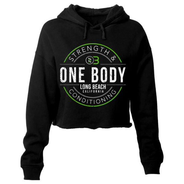 ONE BODY BADGE - WOMEN'S CROPPED HOODIE - BLACK - $7UYXR8$ Thumbnail
