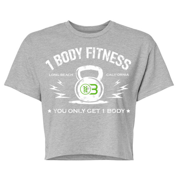 ONE BODY KETTLE BELL - WOMEN'S CROP T-SHIRT - LIGHT GRAY HEATHER - $MYSJ4Q$ Thumbnail