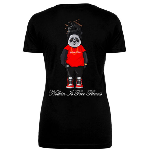 NOTHIN IS FREE FITNESS - PANDA - WOMEN'S FITTED T-SHIRT - BLACK - 8NU6DE Thumbnail