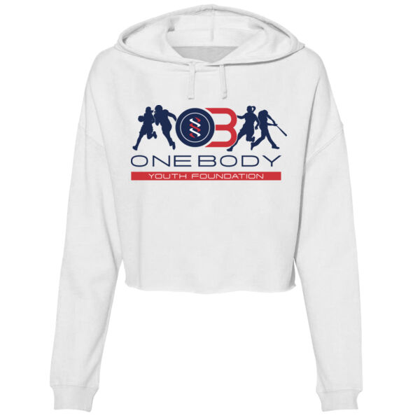 ONE BODY YOUTH FOUNDATION - LOGO - WOMEN'S CROPPED HOODIE - WHITE - $9T52Z3$ Thumbnail
