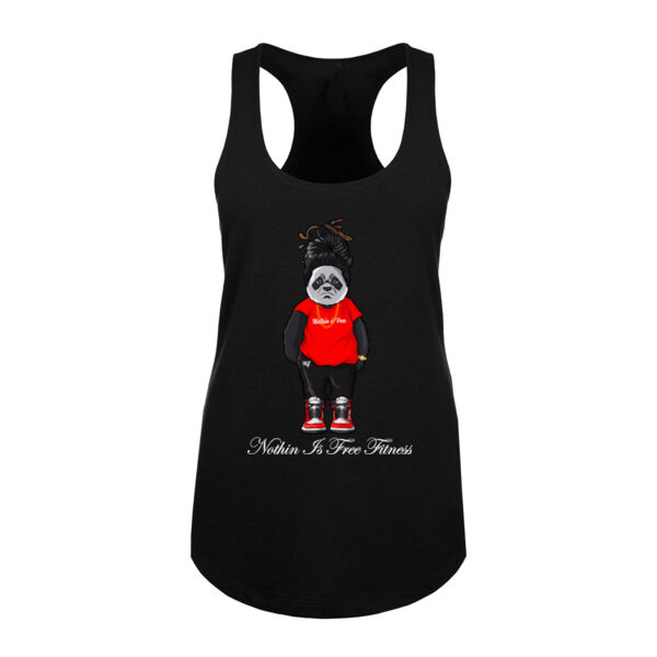 NOTHIN IS FREE FITNESS - PANDA - WOMEN'S FITTED TANK TOP - BLACK - $D6ZXBE$ Thumbnail