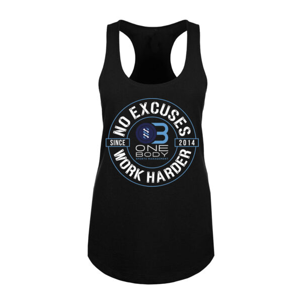 NO EXCUSES. WORK HARDER - WOMEN'S FITTED TANK TOP - $CNK1WG$ Thumbnail